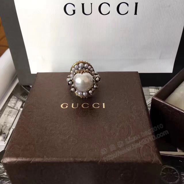 GUCCi飾品 爆款古馳珍珠戒指 Gucci復古珍珠藤蔓花瓣戒指  zgbq1125